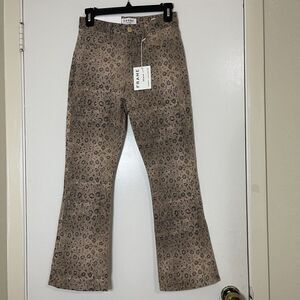 New! Frame Le Crop Mini Boot High Rise Snake Print Jeans Vanilla Multi Size 24